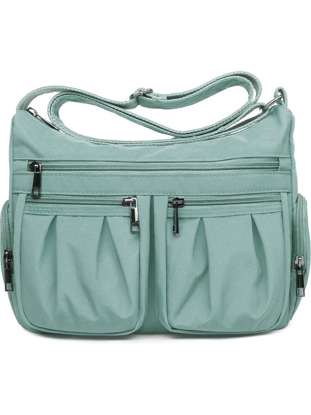 Women's Light Green Nylon Crossbody Bag Water Resistant Anti Theft Travel Purse